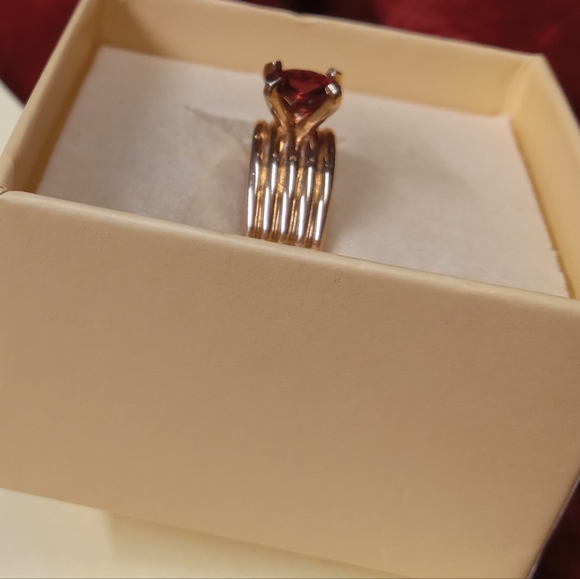 Sterling Silver 925 Gold Tone Pink Gemstone  Ring size 6 - Picture 3 of 13